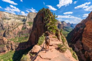 Angels Landing trail view at Zion National Park Utah