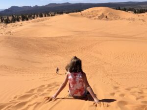 Sand sledding down the dunes at Coral Pink Sand Dunes State Park - Zion's Tiny Getaway